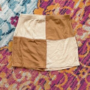 PacSun Tan and Cream Patchwork mini Skirt
